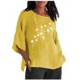 thumbnail image 2 of Hauts d'Été pour Femmes 2023 Femmes Été Aguichant Imprimé Régulier à Boutons Col Rond Manches Courtes Femmes Manches Trois Quarts Haut Bohème Grande Taille T-Shirt pour Femmes, 2 of 5
