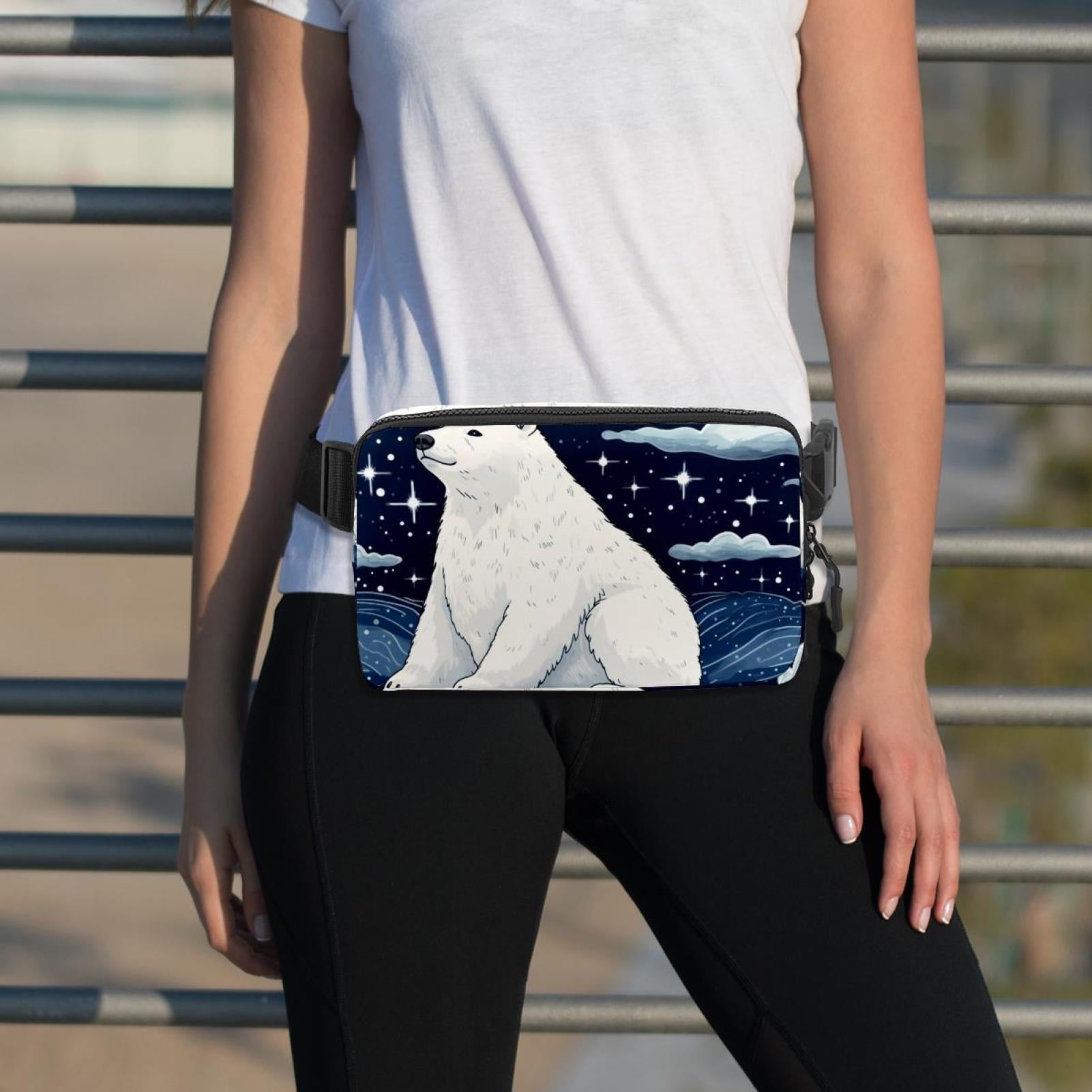 Starry sky polar bear Lightweight and Adjustable Running Belt Waist Pack Waist Bags for Unisex with Extension Strap
