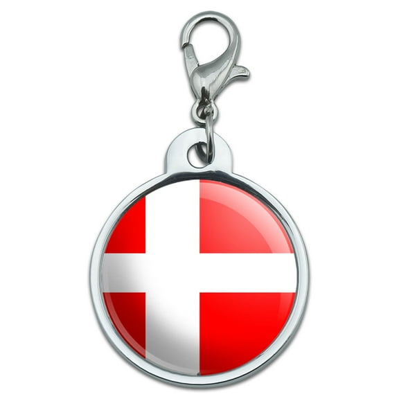 Denmark Danish Flag Small Metal ID Pet Dog Tag