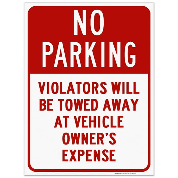 No Parking Violators Will Be Towed Away Sign, 18x24 Corrugated Plastic