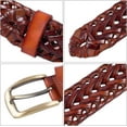 thumbnail image 6 of Genuine Leather Casual Woven Belt 1.36 Inch Wide Solid Strap Waistband with Single Prong Buckle Cowhide Leather Adjustable Waist Belt, 6 of 9
