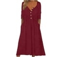 thumbnail image 2 of Njoeus Women Casual Nightshirt Long Sleeve Button Up Sleep Tank Dress Loose Comfy Nightgown Sleepshirt Pajama Dress Lounge Wear, 2 of 6