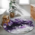 thumbnail image 5 of Purple Black Geometric Round Rug 4ft Washable Circle Entryway Rugs Non Slip Modern Abstract Crystals Artwork Area Rug Indoor Floor Carpet for Bedroom Kitchen Living Room Home Office Dining Room, 5 of 7