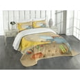 thumbnail image 3 of Ambesonne Funny Quilted Bedspread Set 3 Pcs, Cat Mouse Crescent Moon, King Size, Multicolor, 3 of 5