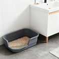 thumbnail image 4 of Extra Large Cat Litter Box (ABS Material), Low Entry Senior Litter Pen for Geriatric Kitty Big Cats, Jumbo Pet Safe Litter Boxes Tray for Indoor Pets Potty (Gray, 16.57" L x 11.02" W), 4 of 6