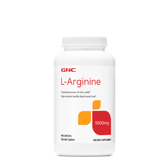 GNC L-Arginine 1000mg, 180 Caplets, Increases Nitric Oxide Production