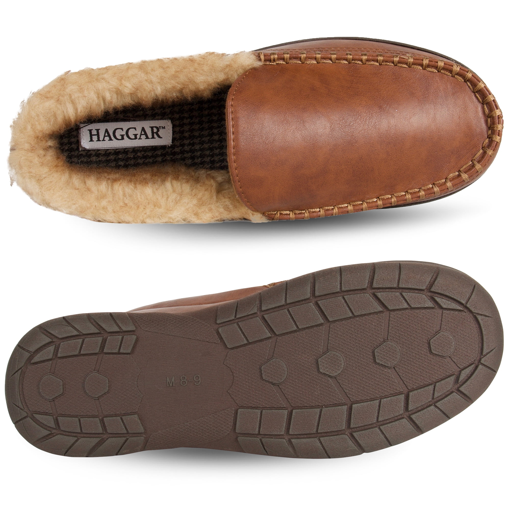 Haggar Men\'s Tan Memory Foam Slip-On Slippers Haggar Mens Microsuede Fleece-Lined TAN Slipper | eBay main image 2
