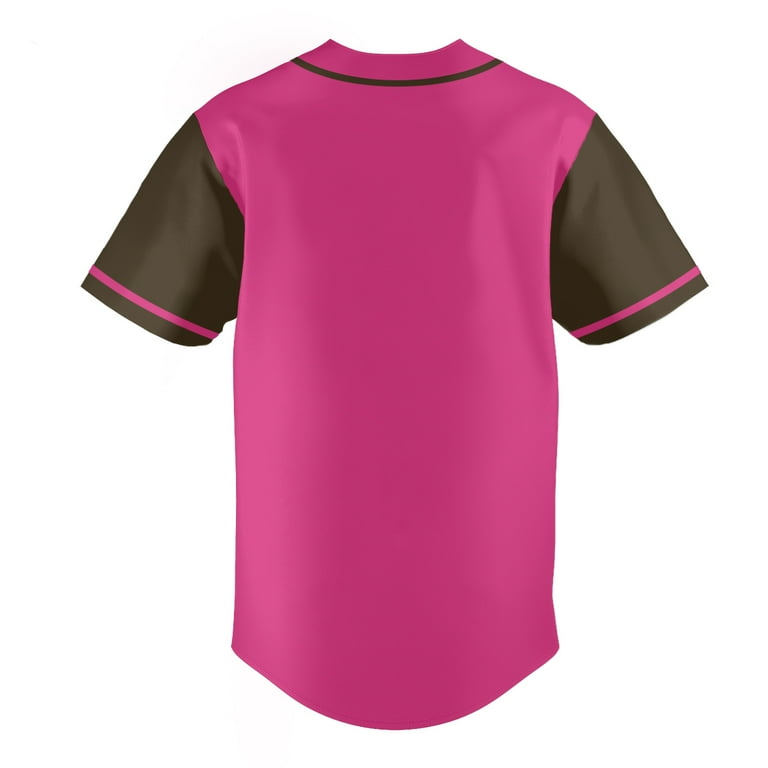 Pink Baseball Jersey for Men Hip Hop Hipster Button Down Pink Baseball Jersey for Men Hip Hop Hipster Button Down