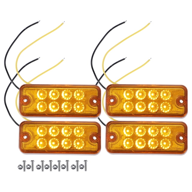 Unique Bargains Luz de marcador lateral delantera trasera 8 LED 3,94 "para camión, remolque, furgoneta, caravana, camión, coche, autobús, ámbar (juego de 4)