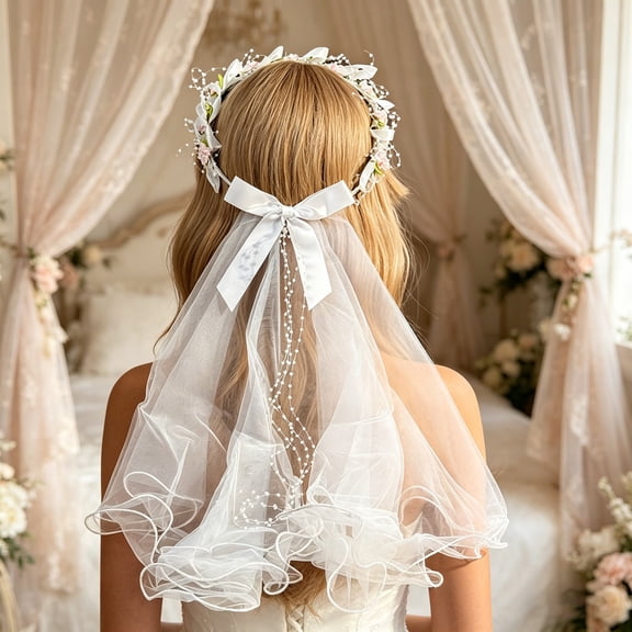 Elegant Wedding Headband for Bride Floral Themed Occasion Fashion Accessory Sleek White Hairpiece for Day, Red