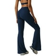 thumbnail image 3 of Women's Flare Leggings with Pockets Crossover High Waisted Bootcut Yoga Pants Tummy Control Bell Bottom Trousers, 3 of 8