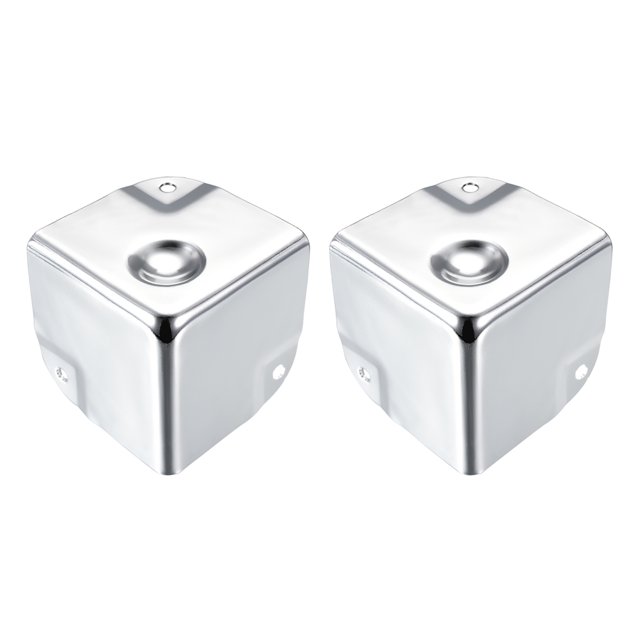 Unique Bargains Metal Box Corner Protectors Wooden Box Edge Guard Protector 50x50x50mm Silver Tone 2 pcs