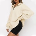 thumbnail image 4 of Inadays Women Half Zip Oversized Sweatshirts Long Sleeve Solid Color Hoodie Sweater Drop Shoulder Workout Teen Girls Fall Y2K Pullover Jacket, Apricot, M, 4 of 5