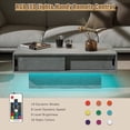 thumbnail image 5 of Modern LED Coffee Table with Storage - 16-Color Lighting, High Gloss Farmhouse Grey Rectangular Wooden Center Table for Living Room, Sliding Drawers, 5 of 11