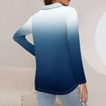 thumbnail image 4 of WTOBBY Women's Ombre Print Polo Shirt - Long Sleeve Casual V-Neck Zipper Detail Tops for Women, Spring Fall Fashion Comfort Stretch Gradient Design,Blue XL, 4 of 7