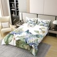 thumbnail image 2 of 100% Organic Cotton Butterfly Twin Duvet Cover Teens,Hydrangea Comforter Cover,Watercolour Ombre Flowers Bedding Set,Mountain Tropical Botanical Bed Set With Zipper Closure, 2 of 6