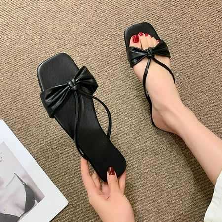 

KaLI_store Travel Slippers For Women Pillow Slippers for Women and Men Non Slip Quick Drying Shower Slides Bathroom Sandals Black Side 9