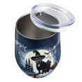 thumbnail image 3 of Happy Halloween Pitbull Witch Pumpkins Bats 12oz Stainless Steel Wine Tumbler Insulated Cup with Lid Terrier Dog Lover - 13012, 3 of 5