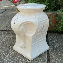 Maykoosh Eclectic Escape Elephant Ceramic Garden Stool, Durable Solid Ceramic Construction, Exotic Elephant Design, Suitable For Garden, 22 Lb, 14"W X 11"L X 18"H-Color:Antique White Glaze