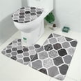 thumbnail image 2 of Black and White Geometric Quatrefoil Pattern Bathroom Rugs Sets 3 Piece,Toilet Cover Set,Absorbent Non Slip Bathroom Mats Sets with U-Shaped Contour Rug Toilet Rug Set, 2 of 5