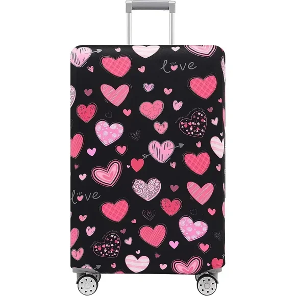 Luggage Cover Luggage Compartment Stretch Fabric Suitcase Protector Baggage Dust Case Cover for18-32 Inch Durable Travel Case Black love M