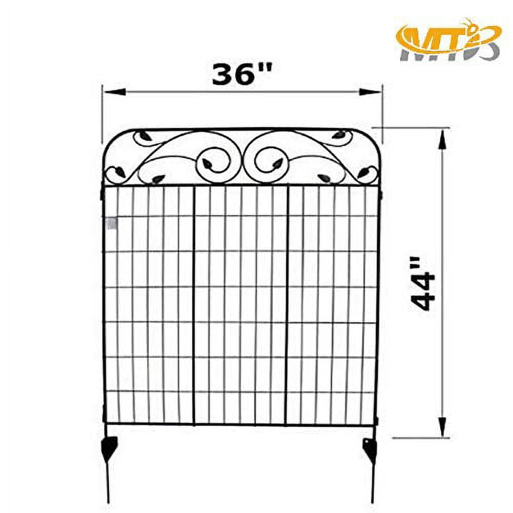 MTB Supply Black Coated Steel Decorative Garden Fence Panel 8 Leaves, Folding Metal Fence 44" H36 W (Pkg of 4, Linear Length 12 feet) Garden Fence Border