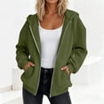thumbnail image 2 of THDHVS Zip Up Hoodie Women,Sweatshirt for Women,Women Solid Color Hooded Sweatshirt with Zip Front andSleeve Pockets Long Sleeve for Casual Comfortable Green M, 2 of 7