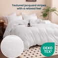 thumbnail image 3 of Sleep Zone Washed Jacquard Stripe Duvet Cover Set Twin/Twin XL, OEKO-TEX Soft Breathable Bedding, Lightweight All-Season Use, Hidden Zipper & Corner Ties, Machine Washable (White, Twin/Twin XL), 3 of 12