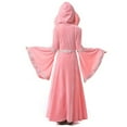 thumbnail image 4 of Riecok Halloween Dress for Kids Girl Flared Long Sleeve Fashion Court Outfit Hooded Dresses with Belt Stage Performance Birthday Party Embroidered Long Dress Pink 10 Years, 4 of 4