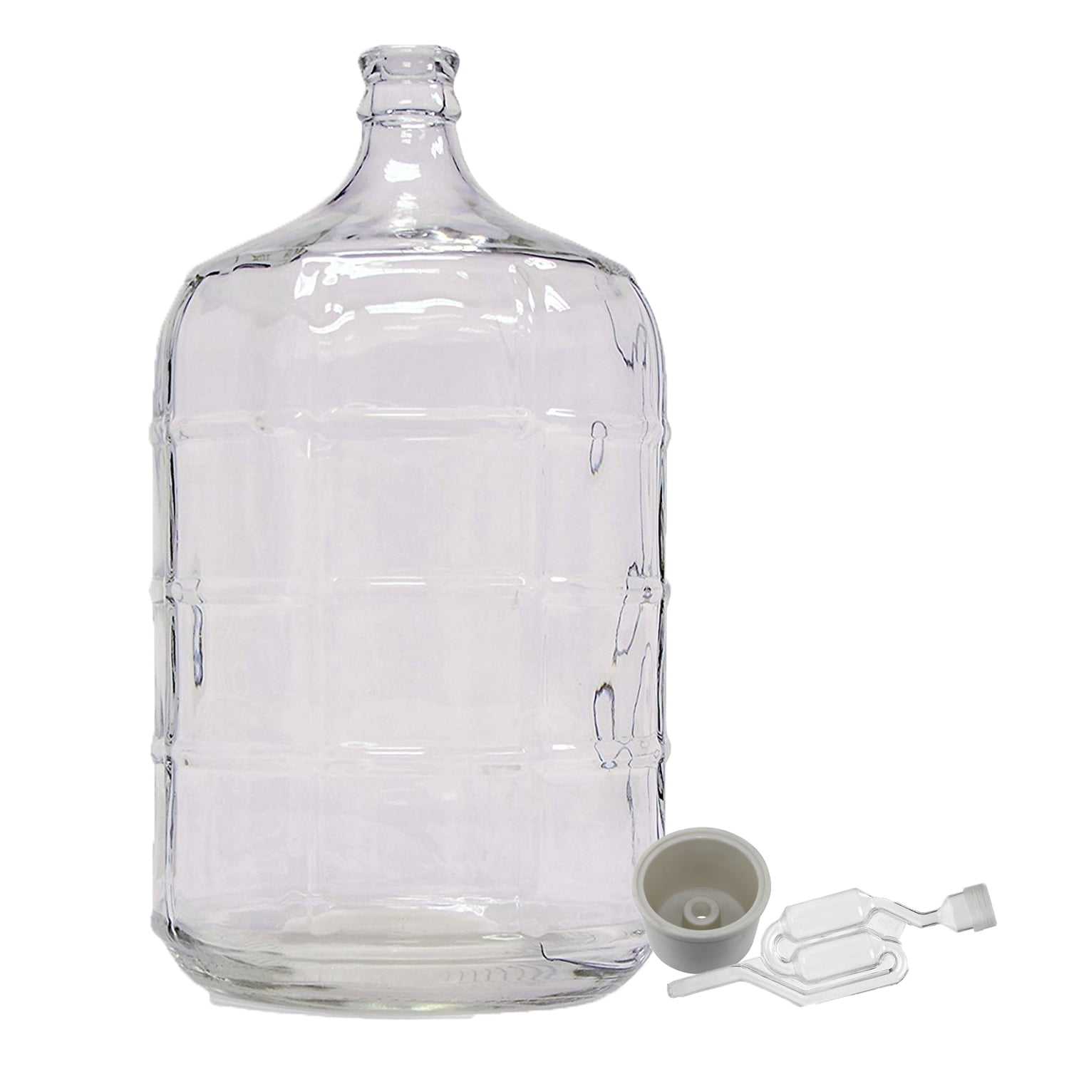Home Brew Ohio 5 Gallon Glass Carboy with Drilled Bung and Twin Bubble