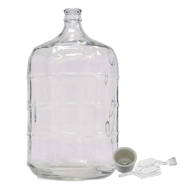Home Brew Ohio 5 Gallon Glass Carboy with Drilled Bung and Twin Bubble