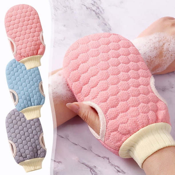 Guantes De Baño Guante de baño exfoliante de doble cara con textura de panal para una exfoliación y masaje suaves para el cuidado de todo el cuerpo (azul,1 unidad) Rkxzt