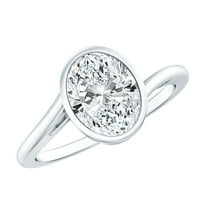 Rosec Jewels Lab Created Diamond 6x8 mm Oblong Engagement Ring - Ef -Vs Quality, 925 Sterling Silver, US 4.00