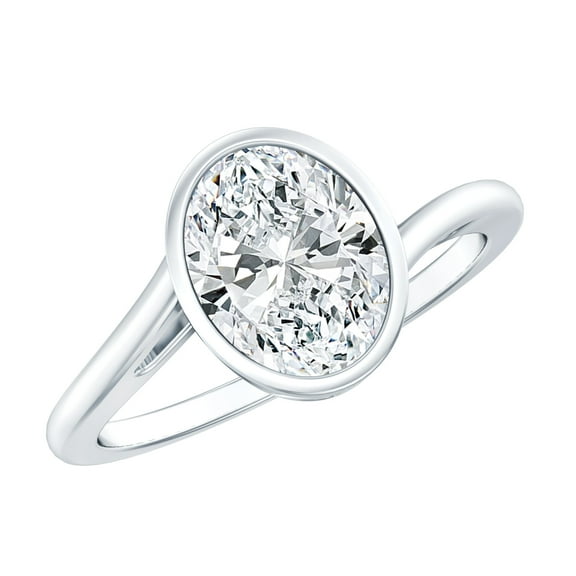 Rosec Jewels Lab Created Diamond 6x8 mm Oblong Engagement Ring - Ef -Vs Quality, 925 Sterling Silver, US 4.00