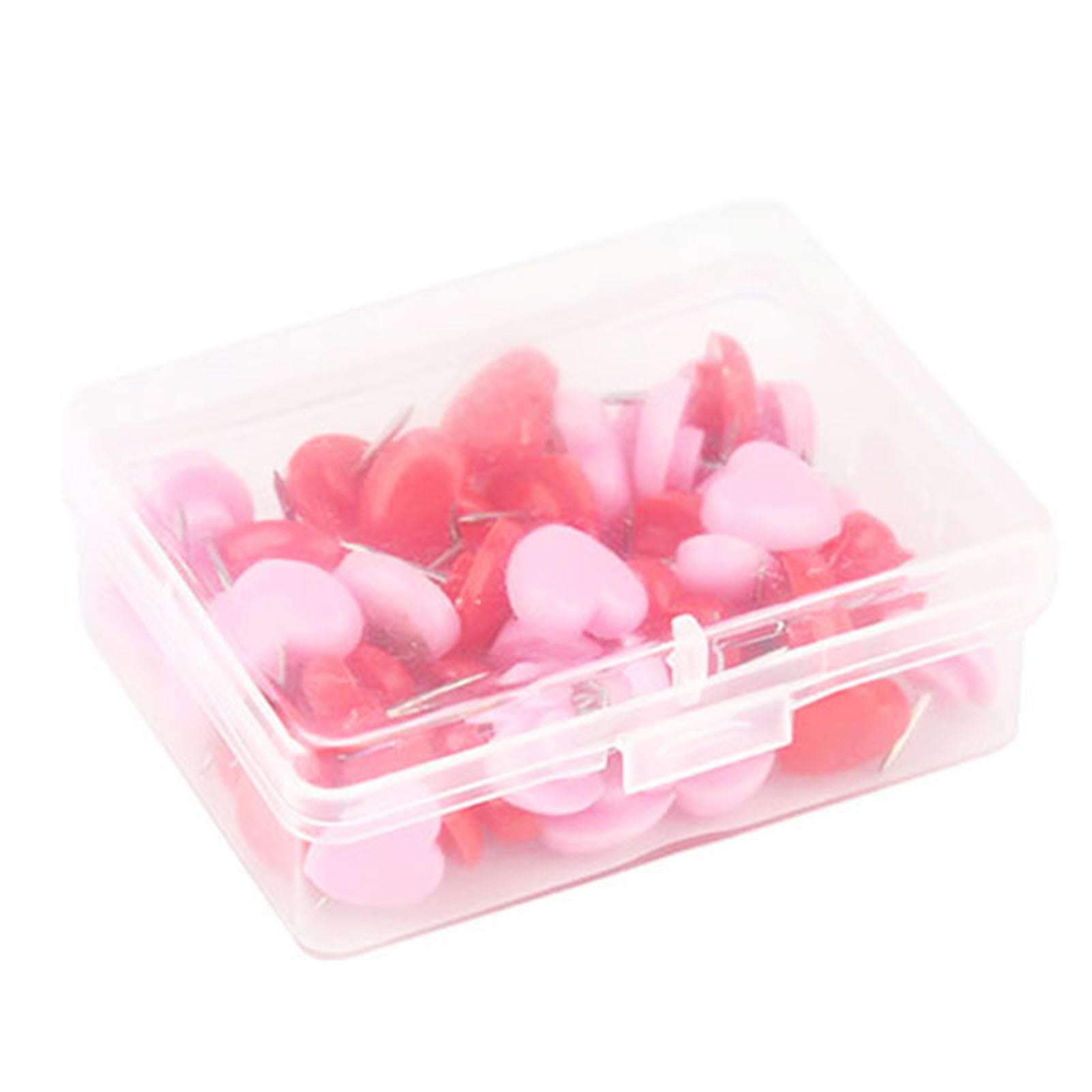 1 X Heart Shape Colorful Cute Clear Plastic Pushpins 100pcs Push Pins 