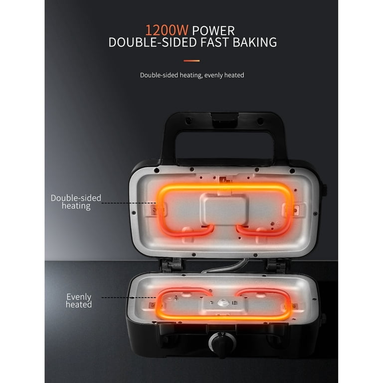 FOHERE 3-in-1 Sandwich Maker, Waffle Maker, and Grill Press photo 4