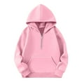 thumbnail image 5 of HomeDM Unisex Kids Sweatshirts - Girls Boys Quarter Zip Pullover Hoodies Sweatshirt Long Sleeve Drop Shoulder Hoodie Casual Solid Color Sweatshirts - Pink/5-6 Years, 5 of 6
