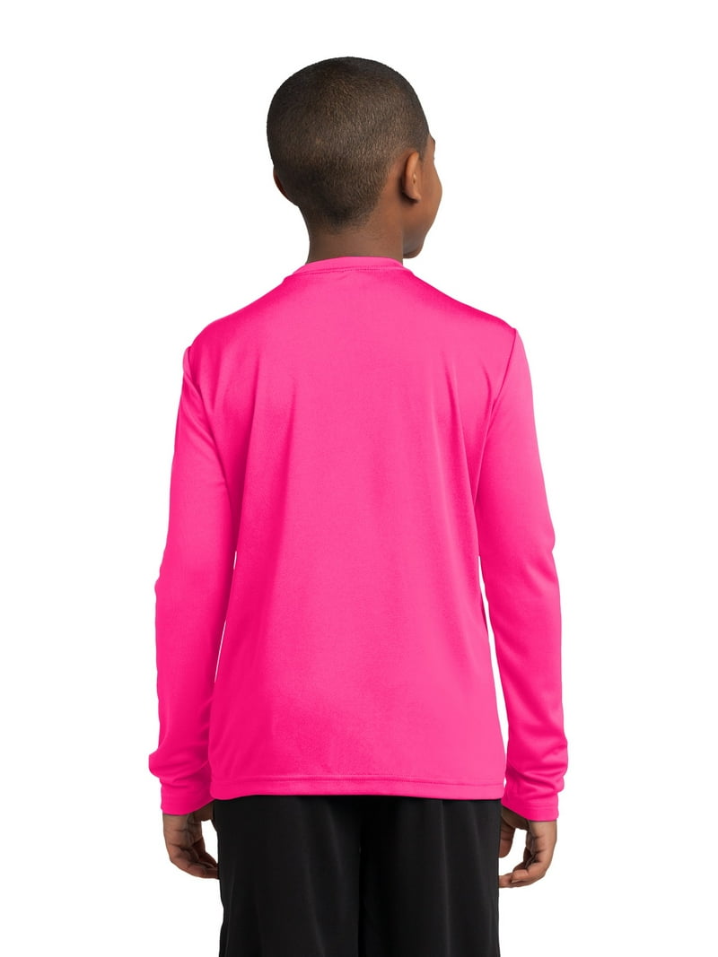 Sport Tek Teen Unisex Regular Plain Long Sleeves T-Shirt Neon Pink