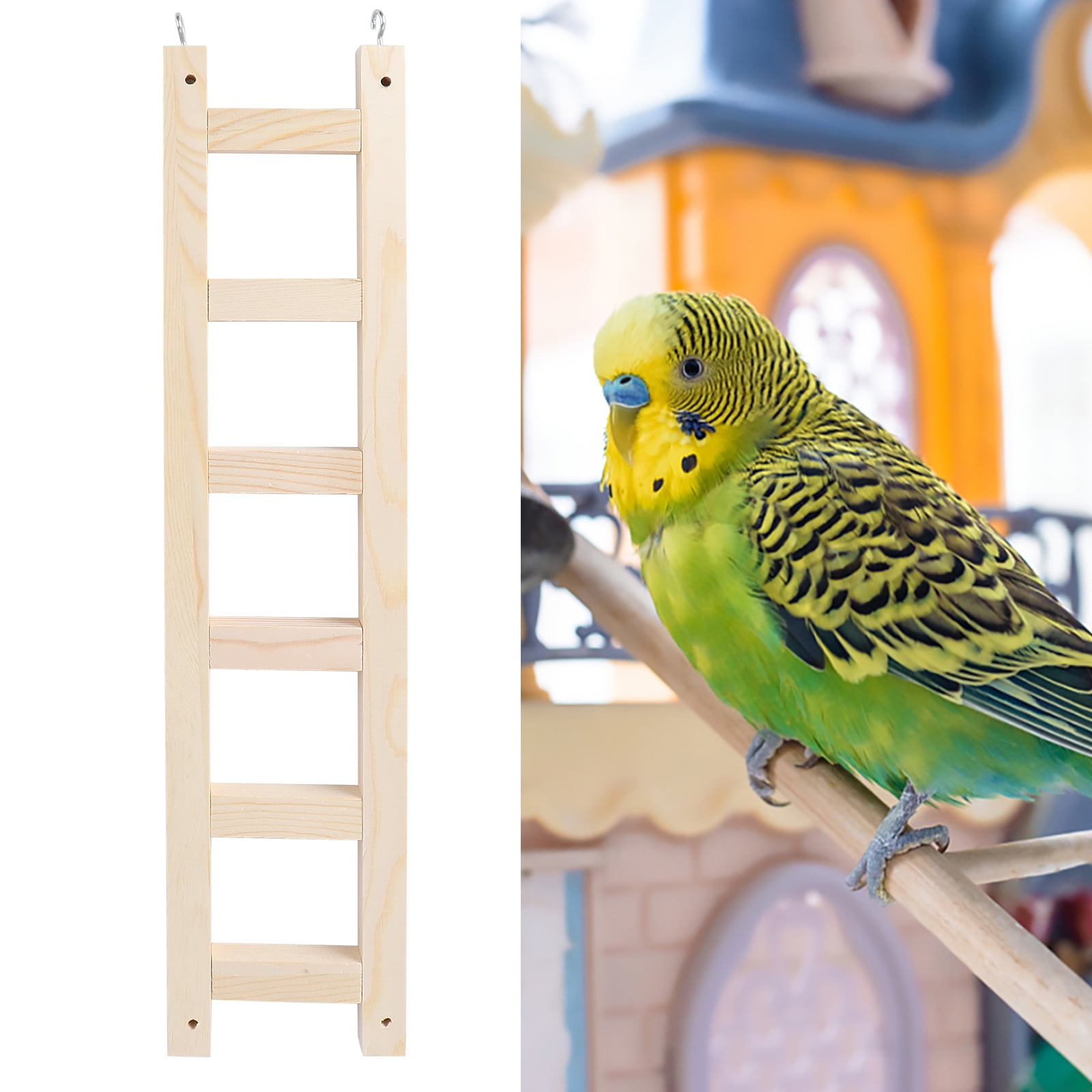 Toyandona 1Pc Wooden Parrot Climbing Ladder Plated Silver Bird Standing Ladder for Pet Training
