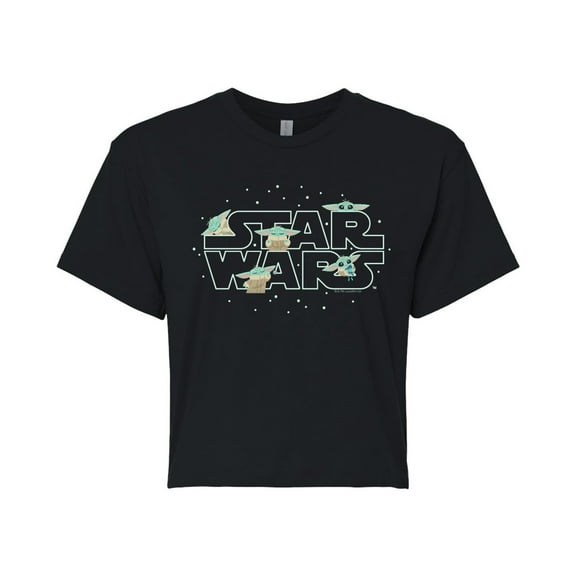 Star Wars - The Mandalorian Grogu Star Wars   - Juniors Cropped Short Sleeve Graphic T-Shirt