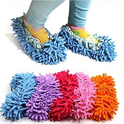 1pc Lazy Cleaning Slipper Shoe Reusable Chenille Fibre Floor Dust Mop Washable 