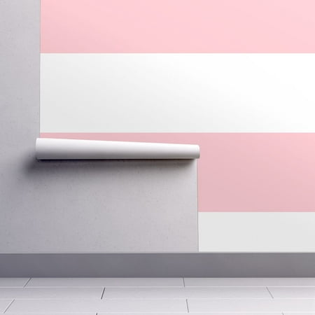 Removable Water-Activated Wallpaper Striped Horizontal Stripes Pink