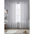 thumbnail image 3 of Light Grey Striped Semi Sheer Curtains 96 Inch Length 2 Panels Set, White Simple Neutral Modern Sheer Kitchen Curtain Privacy Voile Window Curtain for Living Room Bedroom Rod Pocket Drapes, 3 of 7
