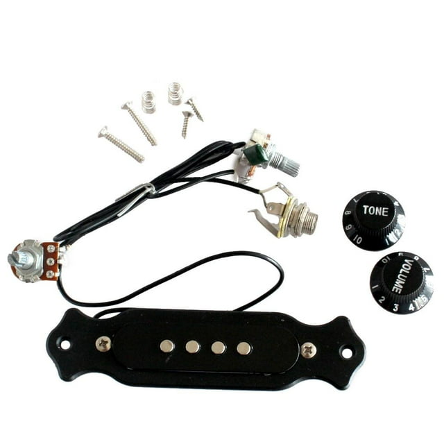 lionlar Prewired Soundhole Pickup Jack Knob for 4 & 6 String Cigar Box Electric Guitar