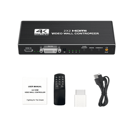 JIAHAOO 4K HDMI DVI Video Wall Controller 2x2 Multi Screen Splicer 1080P Processor for Control Room Monitoring