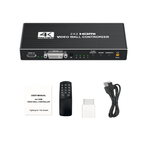 JIAHAOO 4K HDMI DVI Video Wall Controller 2x2 Multi Screen Splicer 1080P Processor for Control Room Monitoring