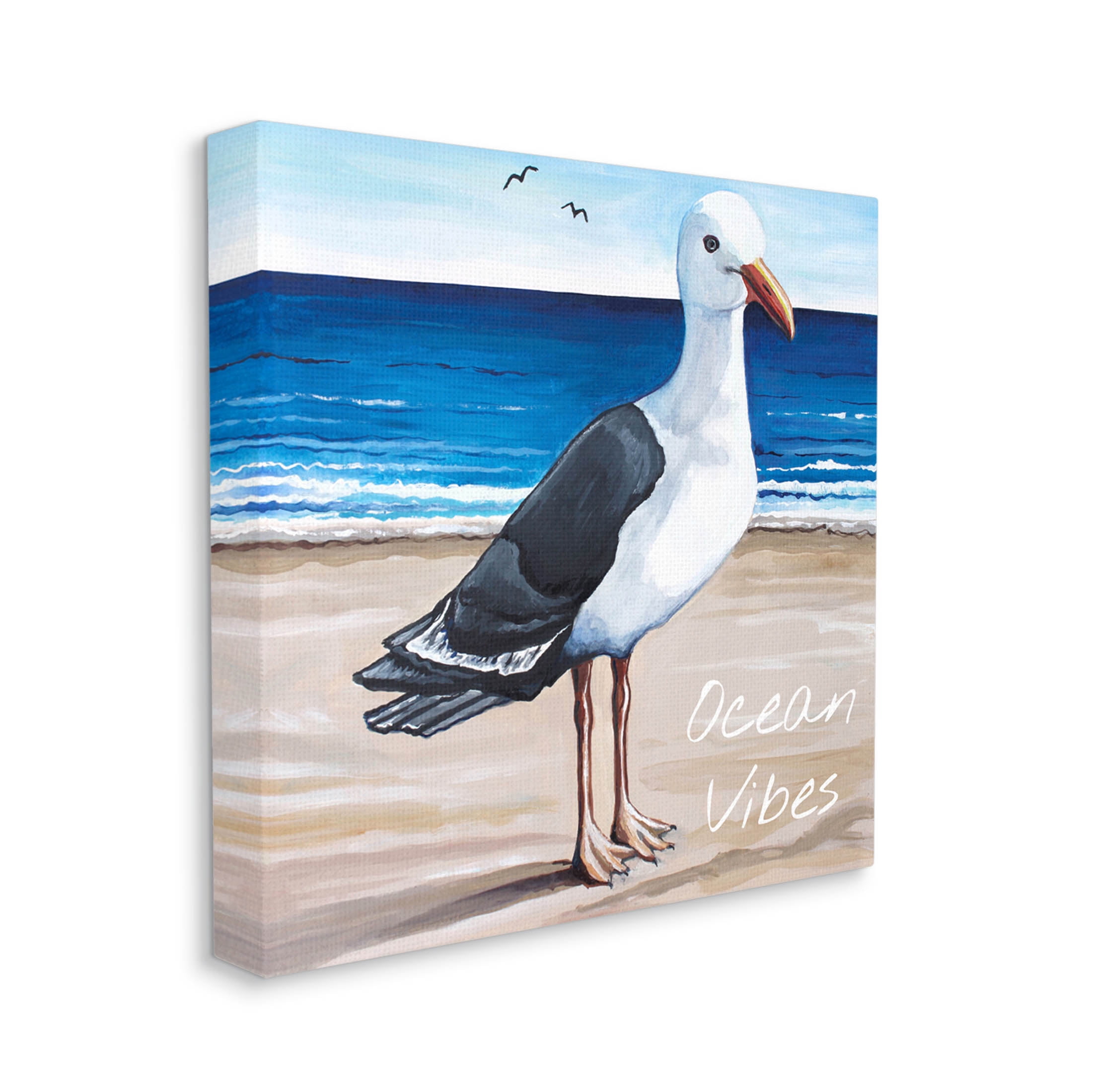 Stupell Industries Ocean Vibes Coastal Seagull Beach Graphic Art Gallery Wrapped Canvas Print Wall Art, Design by Elizabeth Tyndall