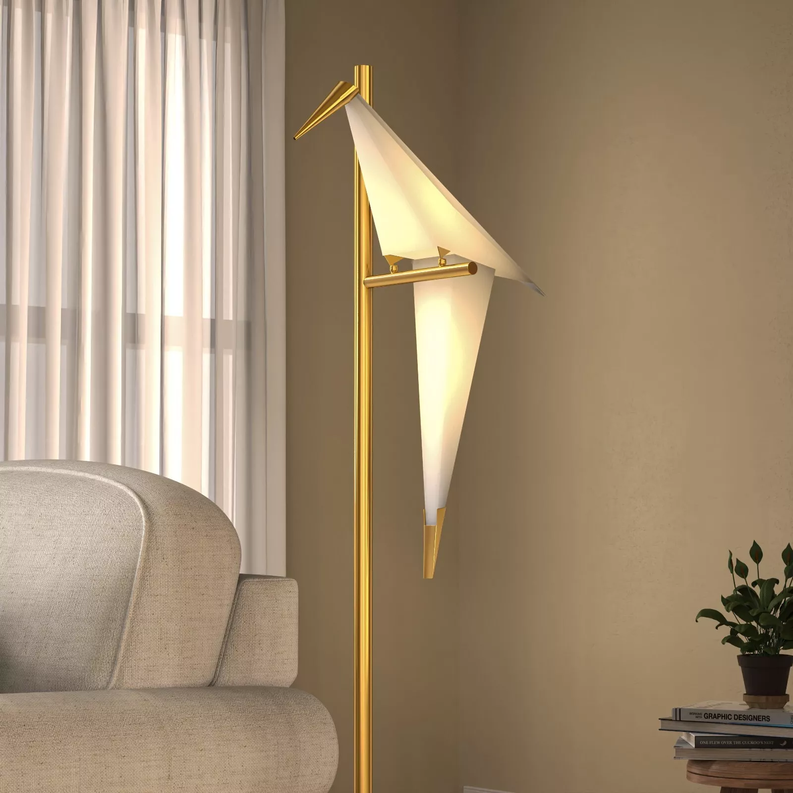 LUOLAX modern American style iron origami bird floor lamp bedroom living room floor lamp lighting LED lamp