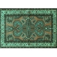 thumbnail image 1 of Ahgly Company Indoor Rectangle Persian Turquoise Blue Traditional Area Rugs, 5' x 7', 1 of 4