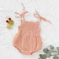 thumbnail image 3 of Mialoley Bébé Été Coton Fronde Romper Couleur Unie Dentelle jusqu'à Stretch Froissée Combinaison, 3 of 7